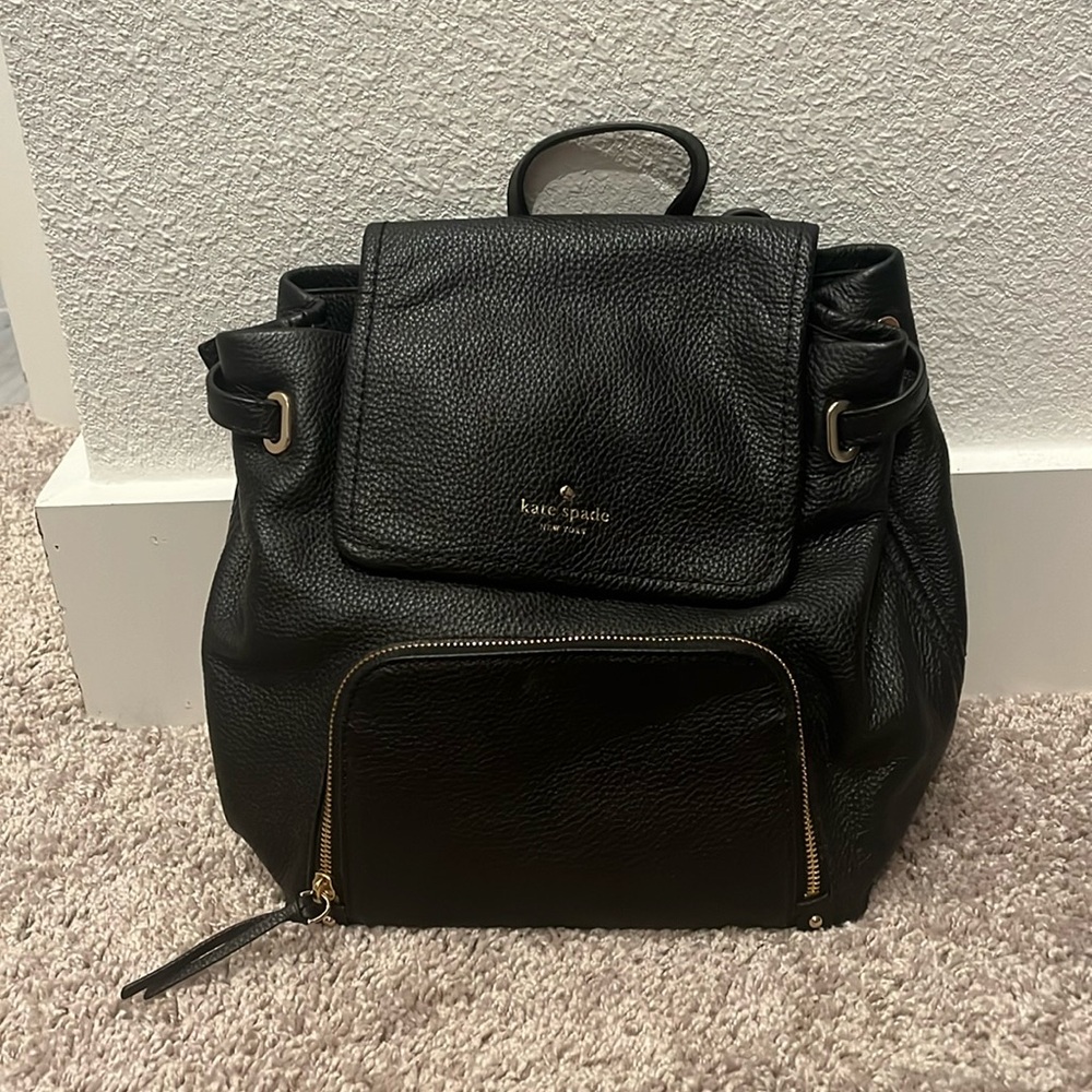 kate spade black leather backpack
